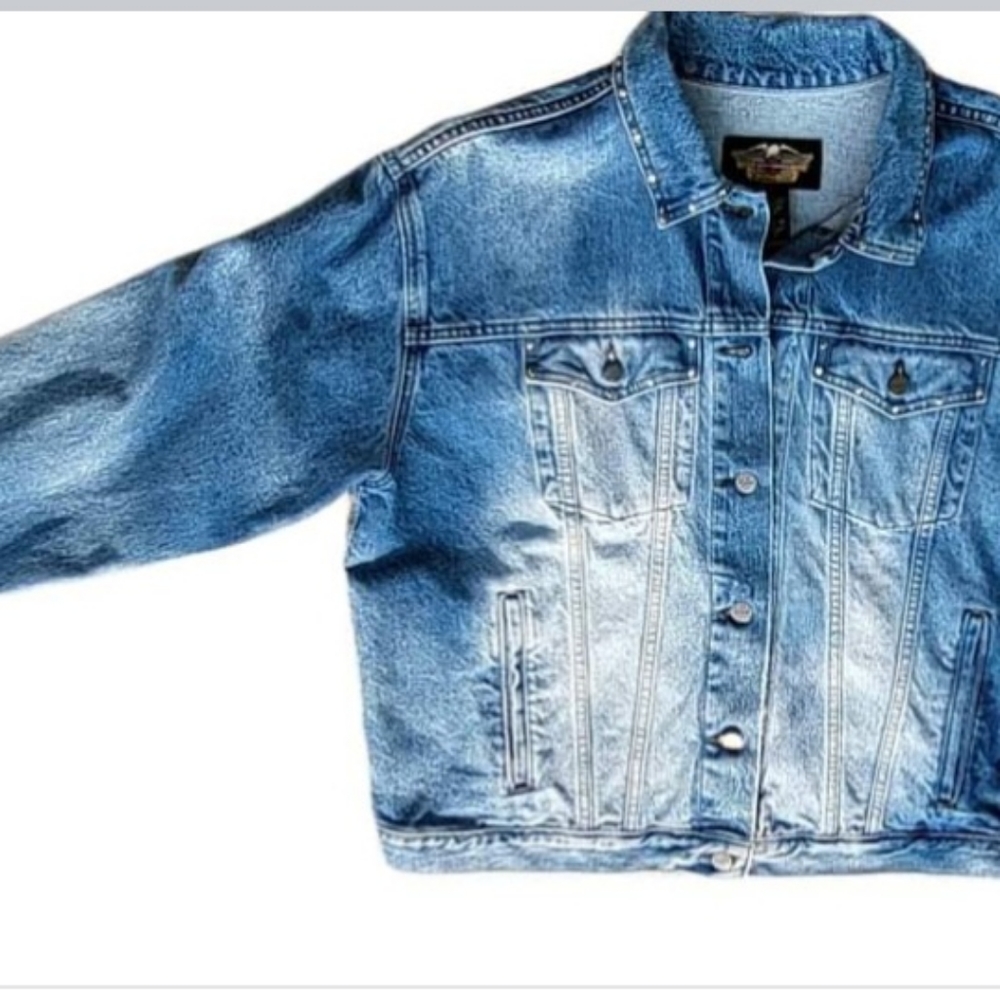Vintage Oversized Harley Davidson Denim Jacket
